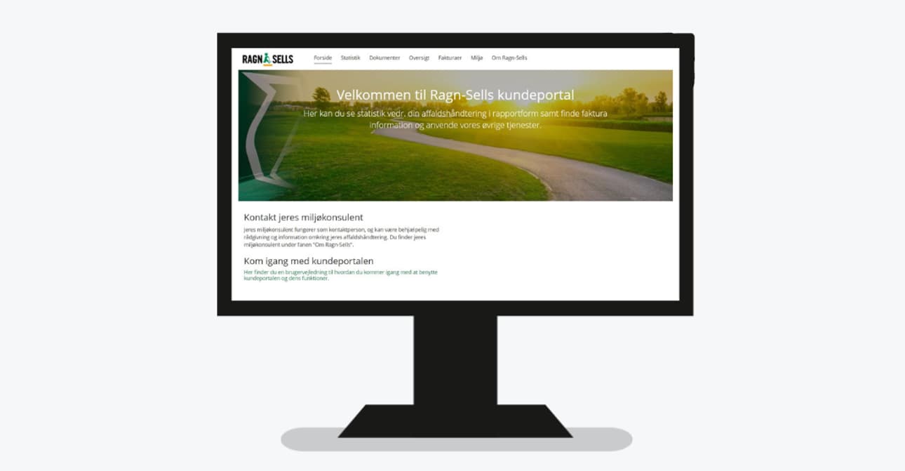 Skærm med billede af kundeportal