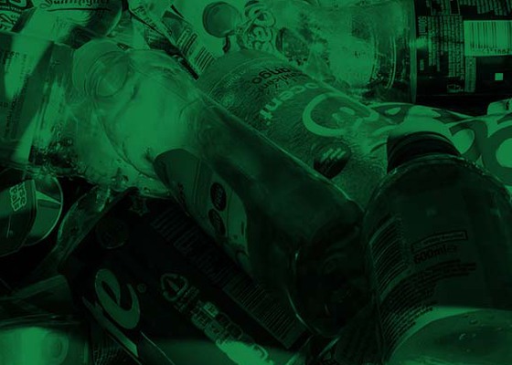 Plastik med grønt filter.